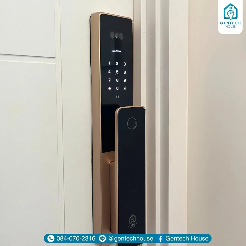 ผลงานการติดตั้ง Smart Lock | รุ่น Lux Palm 02 Pro | สี Rose Gold